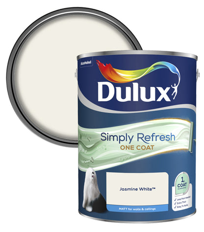 Dulux Simply Refresh One Coat Matt Emulsion Paint - 5L - Jasmine White