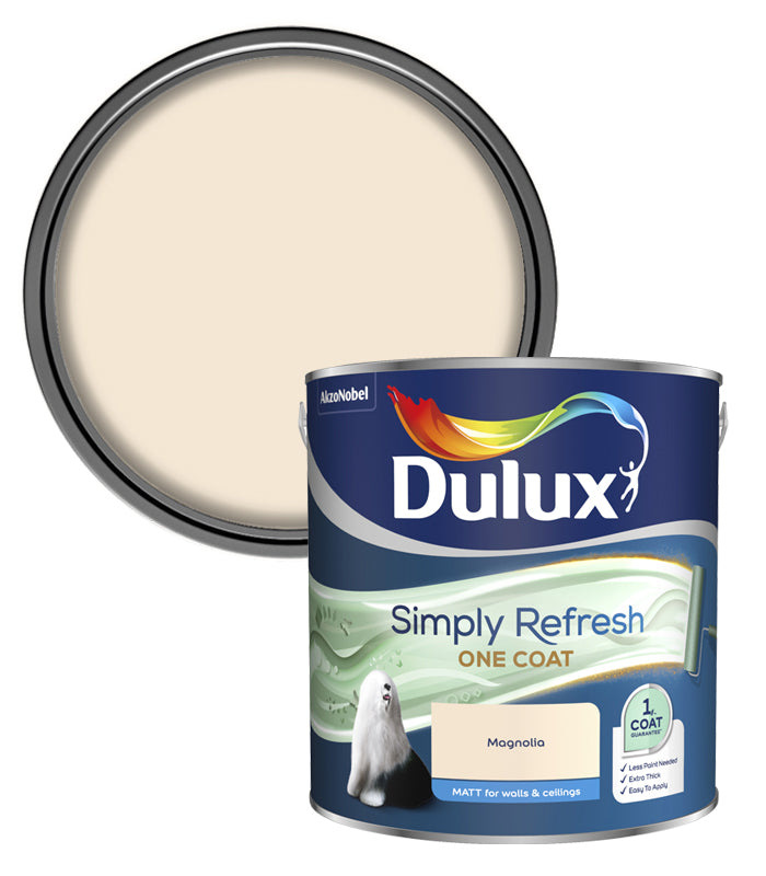 Dulux Simply Refresh One Coat Matt Emulsion Paint - 2.5L - Magnolia