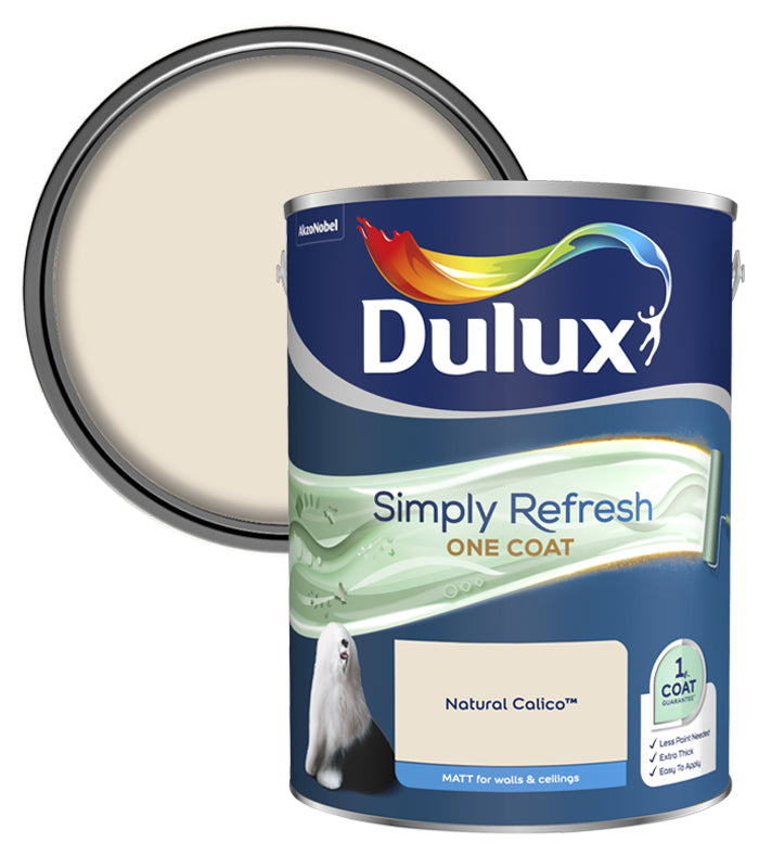 Dulux Simply Refresh One Coat Matt Emulsion Paint - 5L - Natural Calico