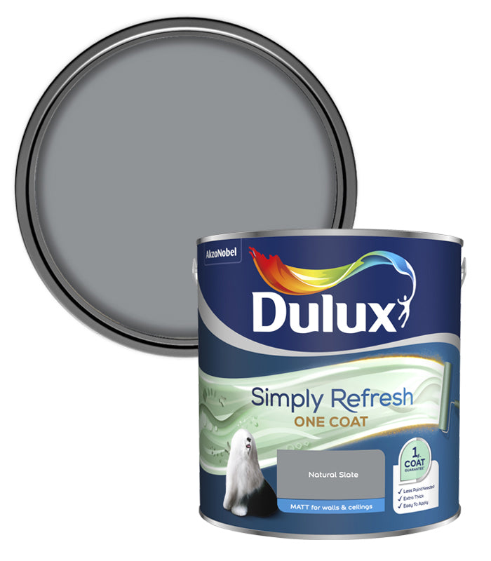 Dulux Simply Refresh One Coat Matt Emulsion Paint - 2.5L - Natural Slate