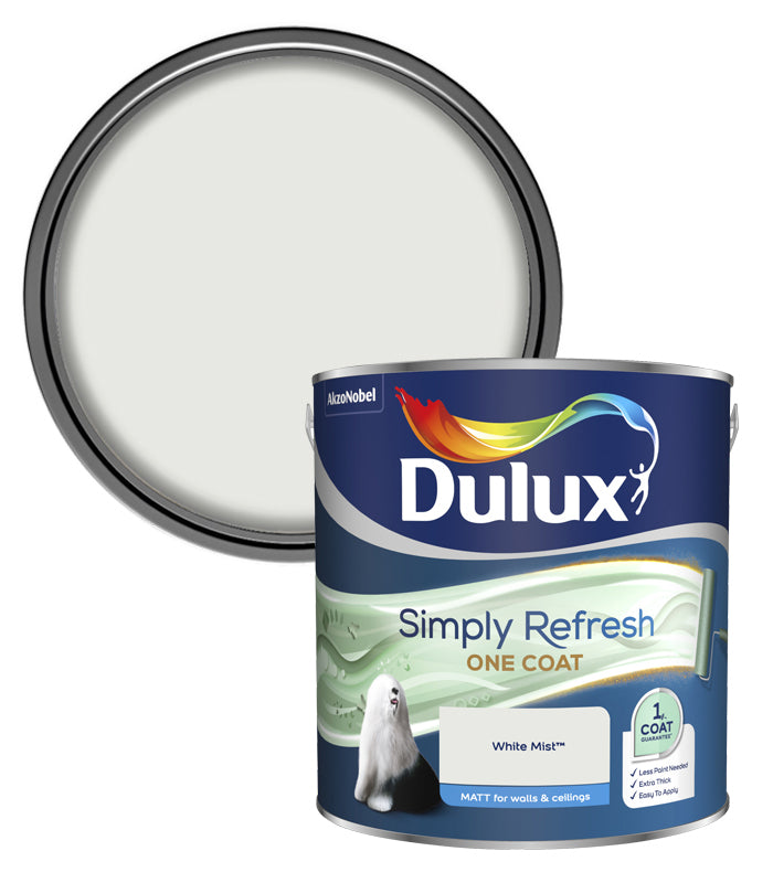 Dulux Simply Refresh One Coat Matt Emulsion Paint - 2.5L - White Mist