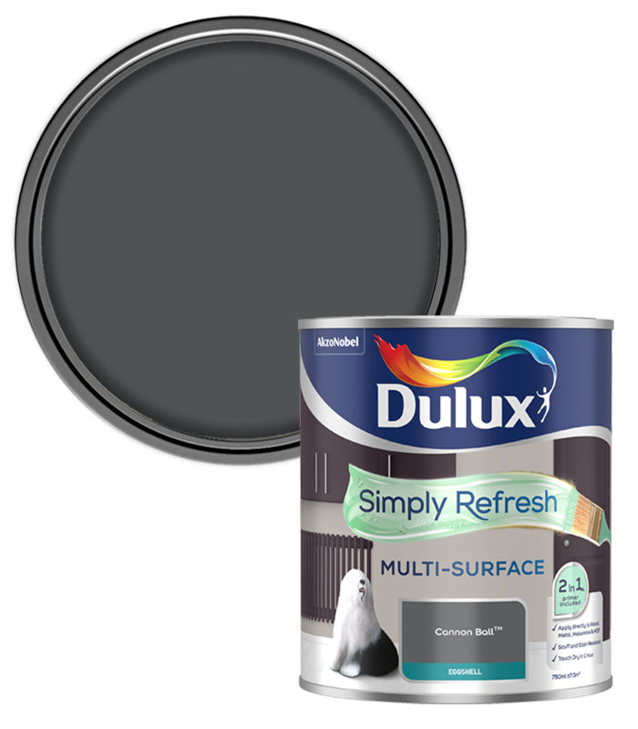 Dulux Simply Refresh Multi-Surface Eggshell Paint - Cannon Ball - 750ml