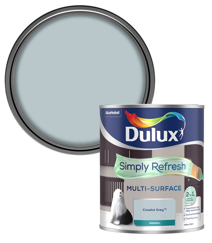 Dulux Simply Refresh Multi-Surface Eggshell Paint - Coastal Grey - 750ml