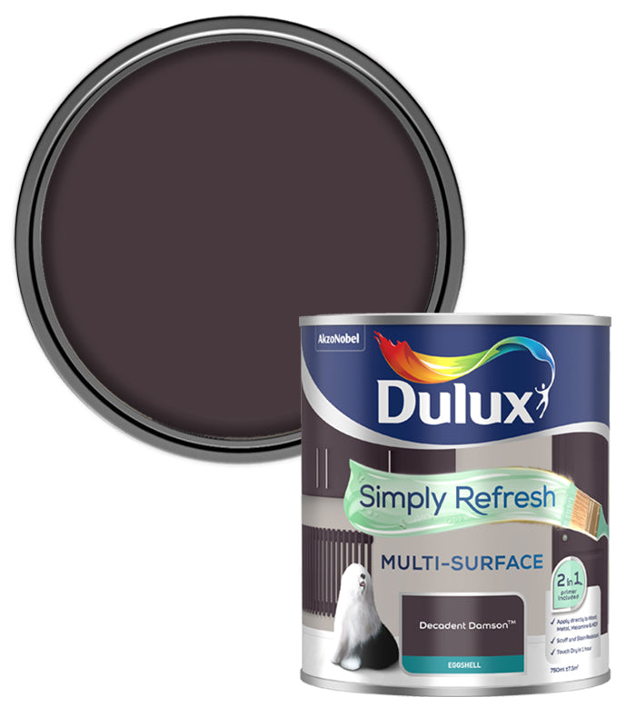 Dulux Simply Refresh Multi-Surface Eggshell Paint - Decadent Damson - 750ml