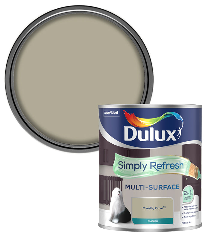 Dulux Simply Refresh Multi-Surface Eggshell Paint - Overtly Olive - 750ml