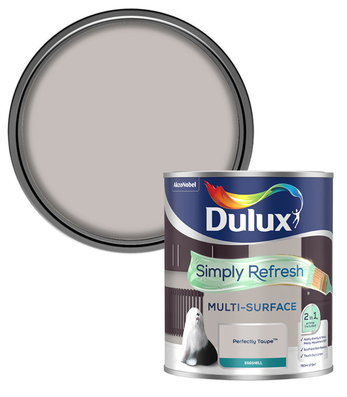Dulux Simply Refresh Multi-Surface Eggshell Paint - Perfectly Taupe - 750ml