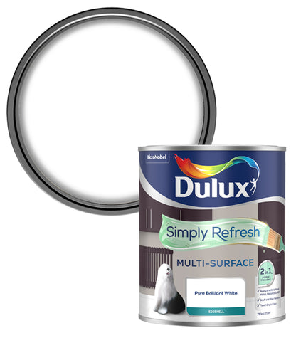 Dulux Simply Refresh Multi-Surface Eggshell Paint - Pure Brilliant White - 750ml