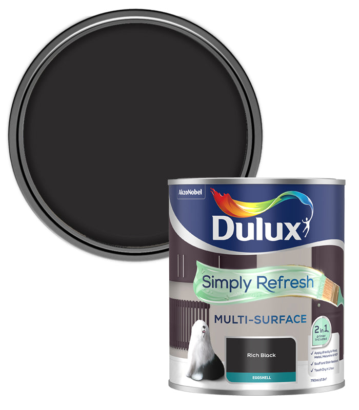 Dulux Simply Refresh Multi-Surface Eggshell Paint - Rich Black - 750ml