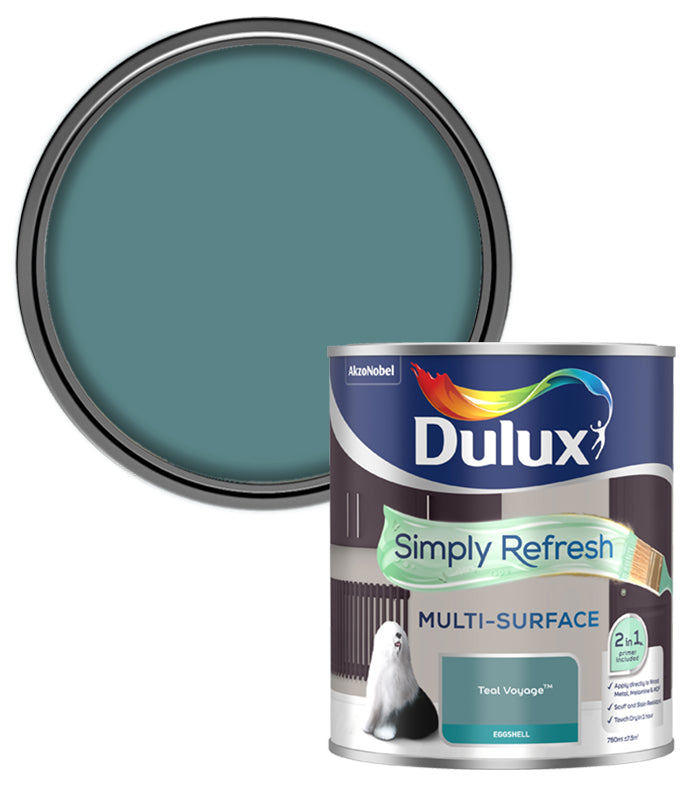 Dulux Simply Refresh Multi-Surface Eggshell Paint - Teal Voyage - 750ml