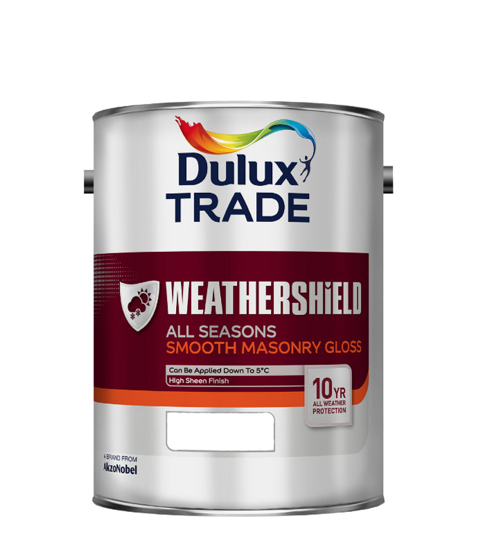 Dulux Trade Weathershield All Seasons Smooth Masonry Gloss - All Colours - 5L