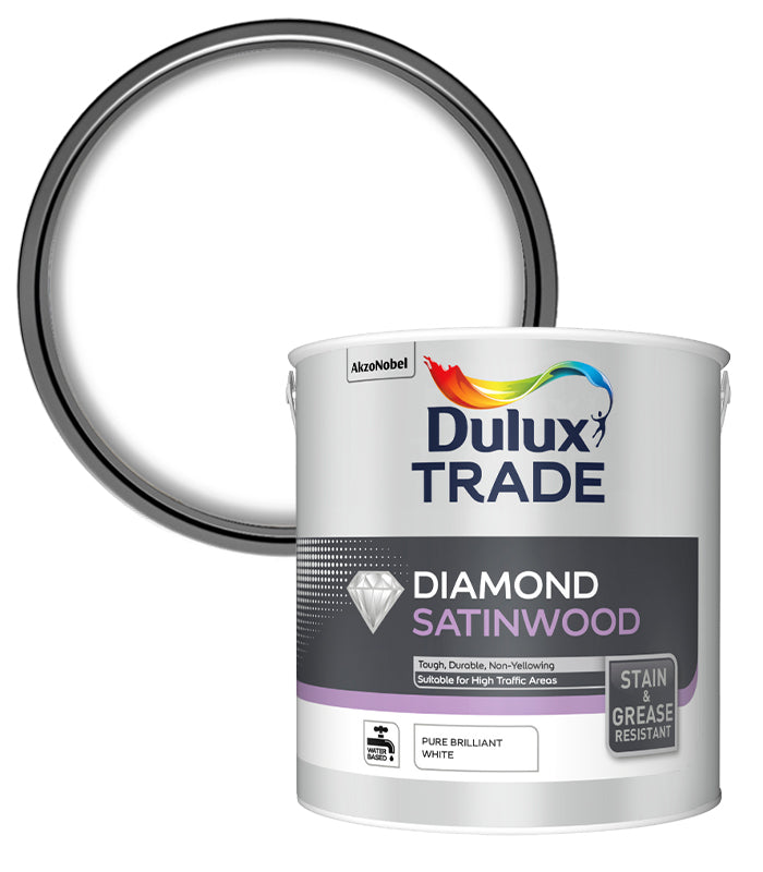 Dulux Trade Diamond Satinwood - Pure Brilliant White - 2.5 Litres