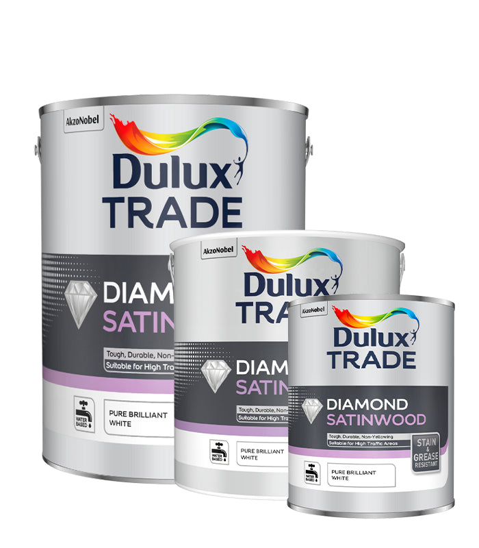 Dulux Trade Diamond Satinwood - Pure Brilliant White - 1L / 2.5L / 5 Litres