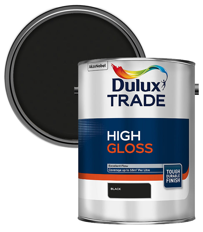 Dulux Trade High Gloss Pure - Black - 5 Litres
