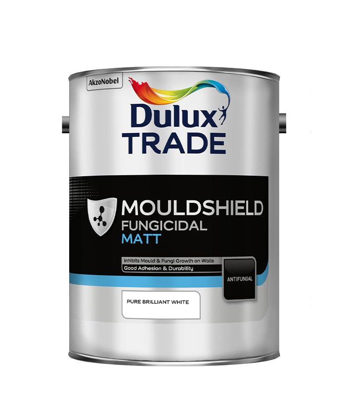 Dulux Trade Mouldshield Fungicidal Matt Paint - Pure Brilliant White - 5 Litre