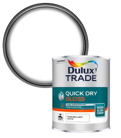 Dulux Trade Quick Dry Gloss - Pure Brilliant White - 1 Litre