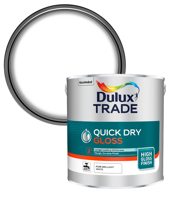 Dulux Trade Quick Dry Gloss - Pure Brilliant White - 2.5 Litre