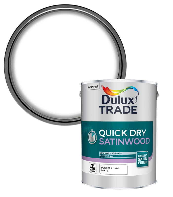 Dulux Trade Quick Dry Satinwood - Pure Brilliant White - 1 Litres