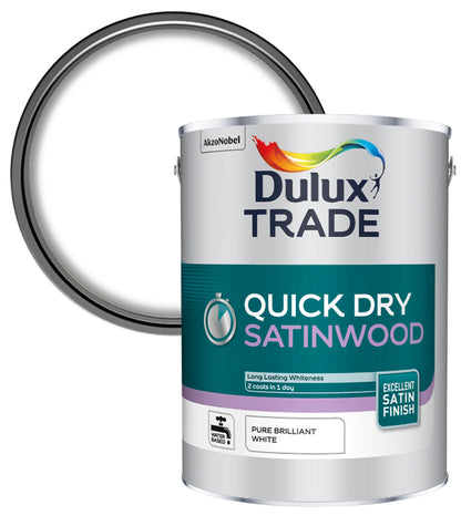 Dulux Trade Quick Dry Satinwood - Pure Brilliant White - 5 Litres