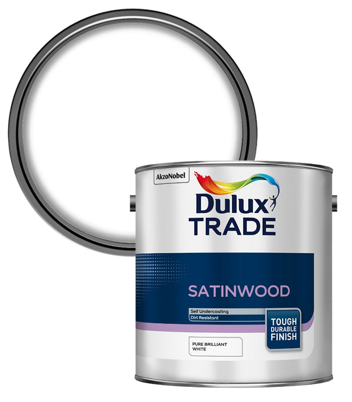 Dulux Trade Satinwood Paint Pure Brilliant White Next Day Paint