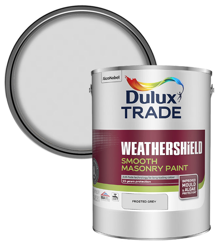 Dulux Trade Weathershield Smooth Masonry Paint - Frosted Grey - 5L