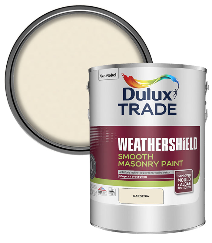 Dulux Trade Weathershield Smooth Masonry Paint - Gardenia - 5L