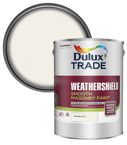Dulux Trade Weathershield Smooth Masonry Paint - Jasmine White - 5L