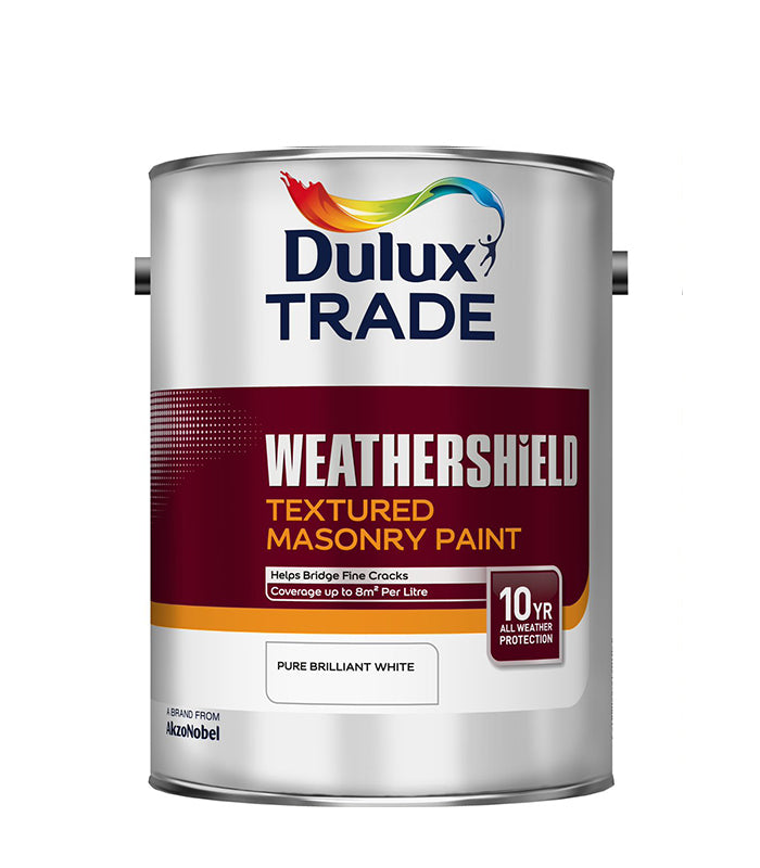 Dulux Trade Weathershield Textured Masonry Paint - Pure Brilliant White - 5 Litre
