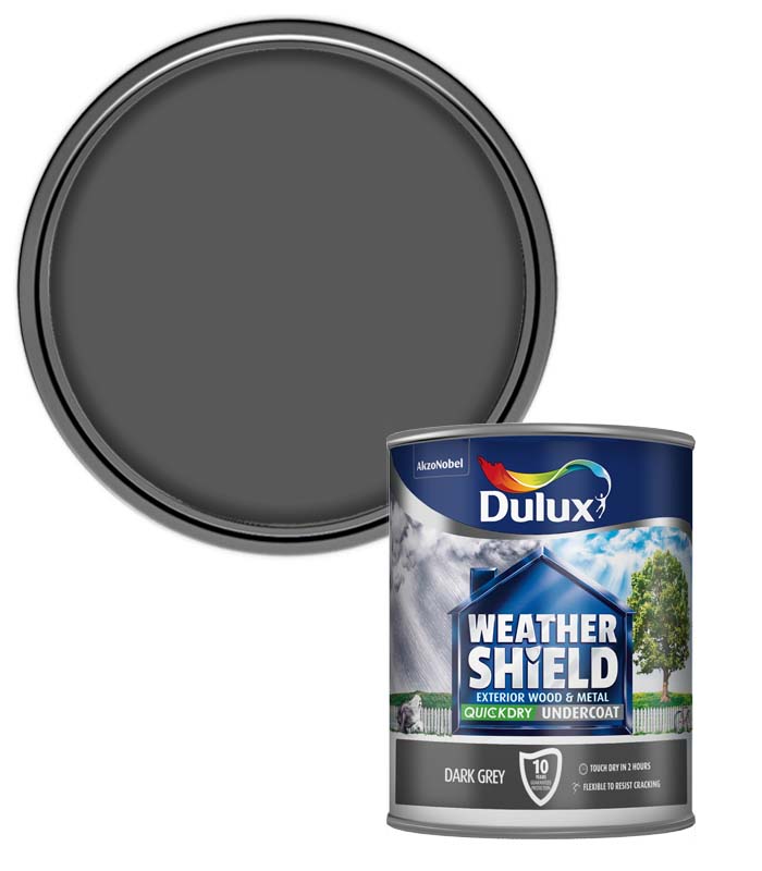 Dulux WeatherShield Quick Dry Exterior Undercoat - Dark Grey - 750ml