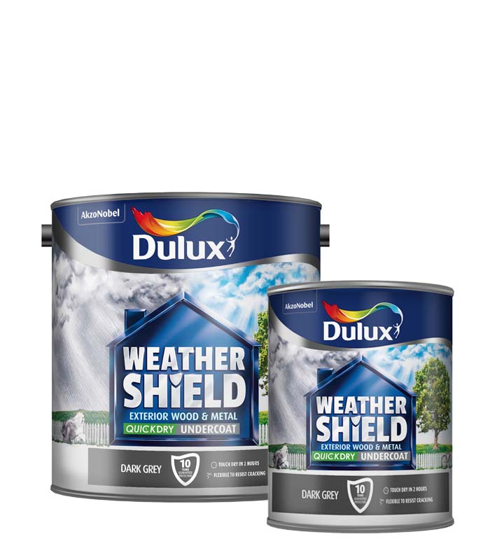 Dulux Weathershield Quick Dry Exterior Dark Grey Undercoat - 2.5 Litre or 750ml