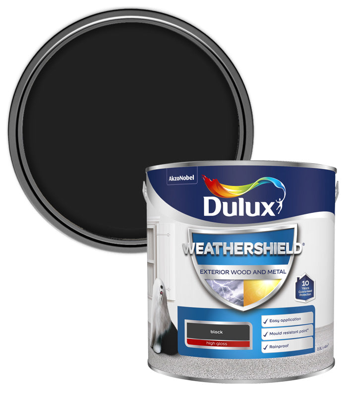 Dulux Weathershield Exterior Gloss Paint - Black - 2.5L