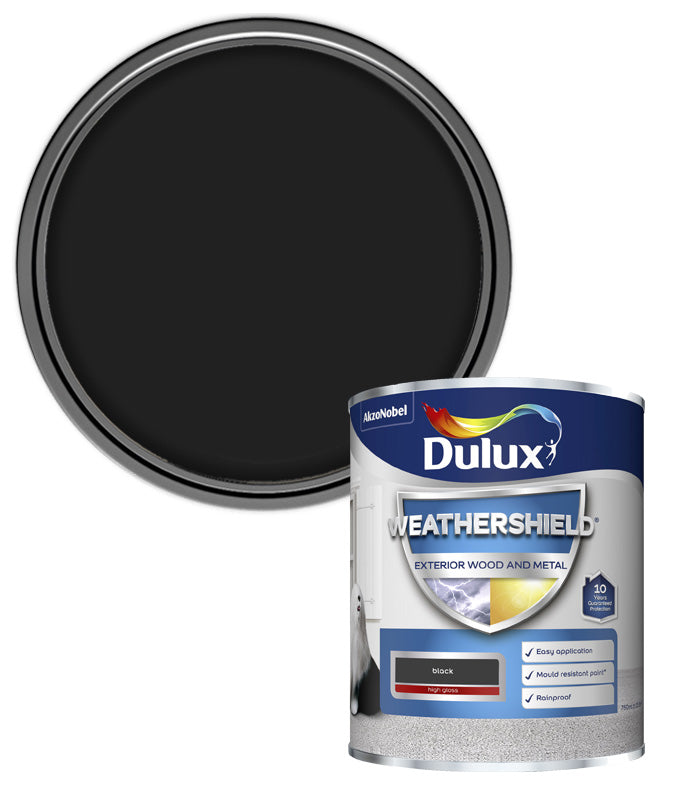Dulux Weathershield Exterior Gloss Paint - Black - 750ml