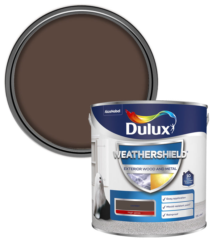 Dulux Weathershield Exterior Gloss Paint - Conker - 2.5L
