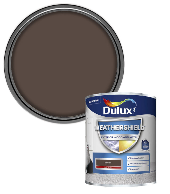 Dulux Weathershield Exterior Gloss Paint - Conker - 750ml