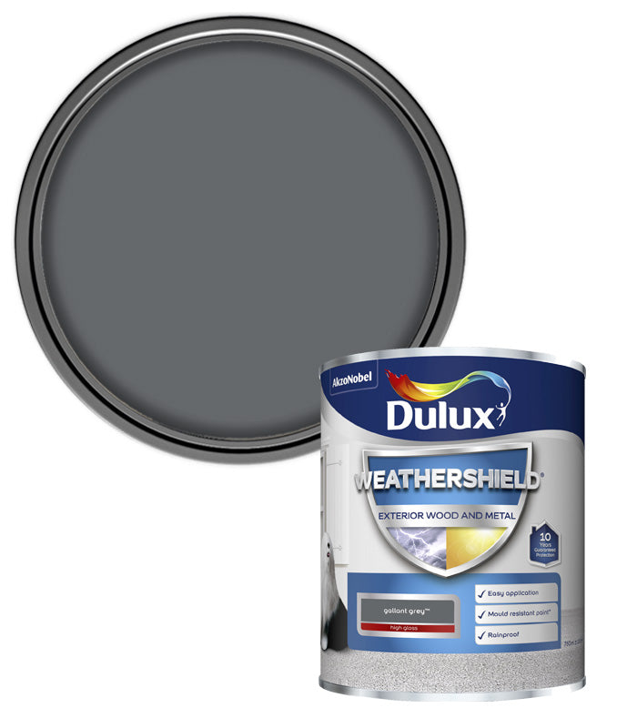 Dulux Weathershield Exterior Gloss Paint - Gallant Grey - 750ml