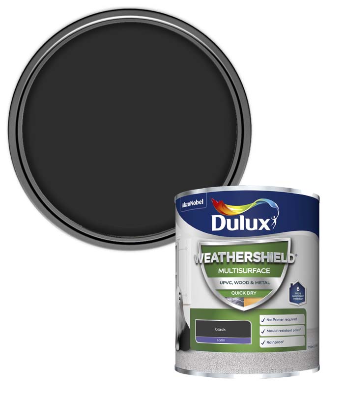 Dulux Weathershield Multi Surface Paint - Black - 750ml