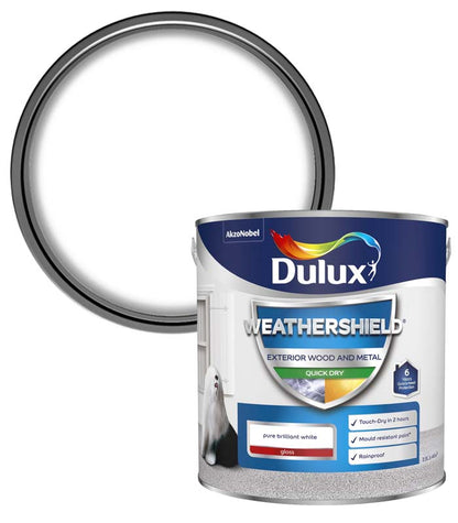 Dulux Weathershield Quick Dry Gloss - 2.5L - Pure Brilliant White