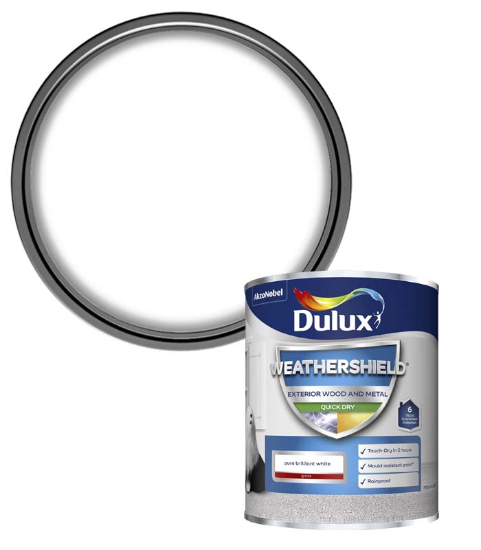 Dulux Weathershield Quick Dry Gloss - 750ml - Pure Brilliant White