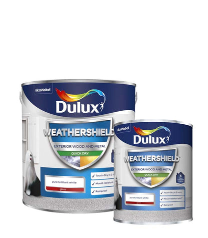 Dulux Weathershield Quick Dry Gloss Black & Pure Brilliant White 750ml / 2.5L