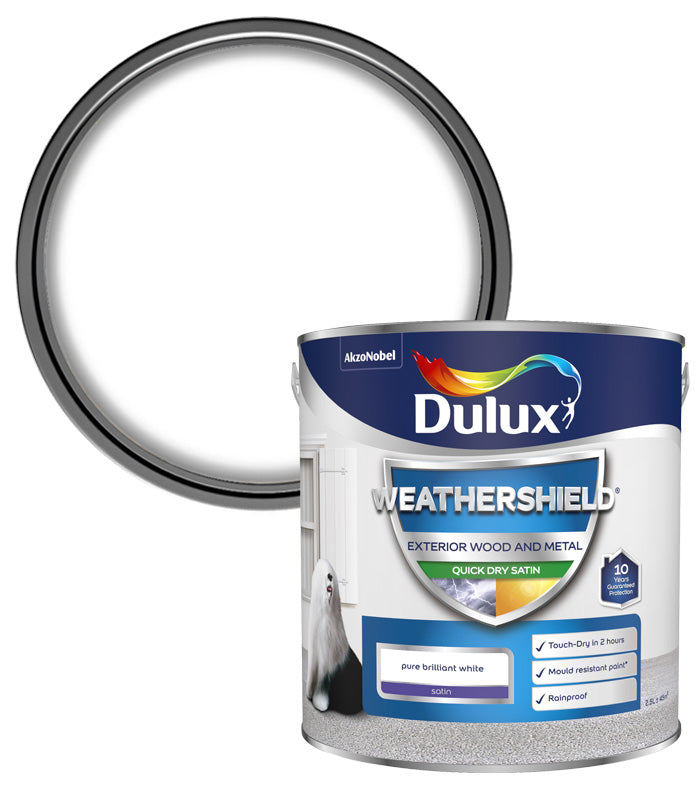 Dulux Weathershield Exterior Satin - Pure Brilliant White - 2.5 Litre