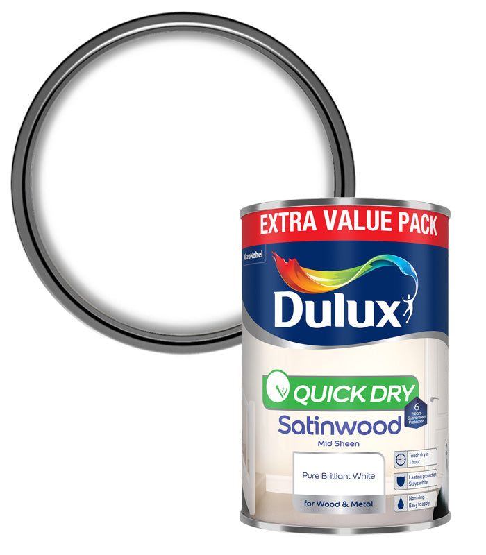 Dulux Retail Quick Dry Satinwood - Pure Brilliant White - 1.25L