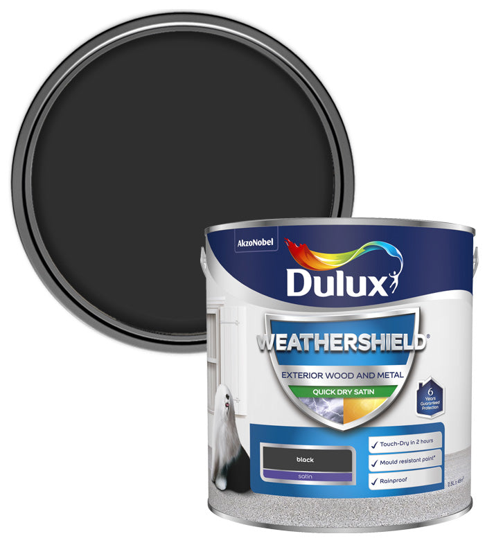 Dulux Retail Weathershield Exterior Satin Paint - Black - 2.5L
