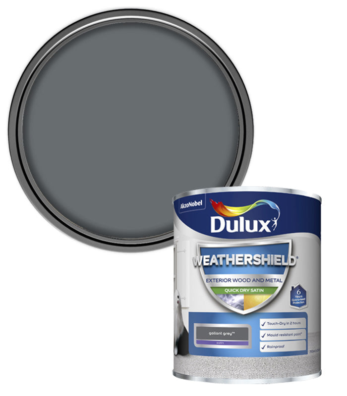 Dulux Retail Weathershield Exterior Satin Paint - Gallant Grey - 750ml