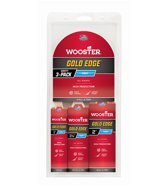 Wooster Gold Edge Varnish - 3 Pack Brush Set