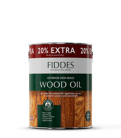 Fiddes Exterior High Build Wood Oil with UV Filters - 2.5 Litre + 20% Extra Free