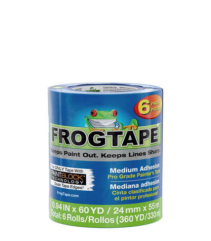 Frog Tape Pro-Grade Painters Masking Tape - 24mm x 55 metres - 6 Pack