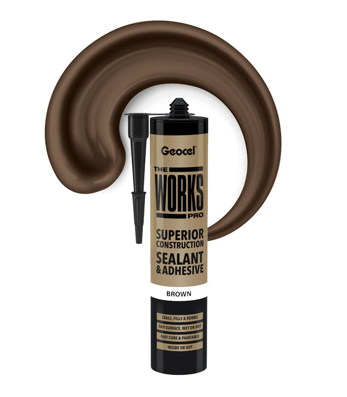 Geocel The Works Pro Sealant and Adhesive 290ml Cartridge - Brown