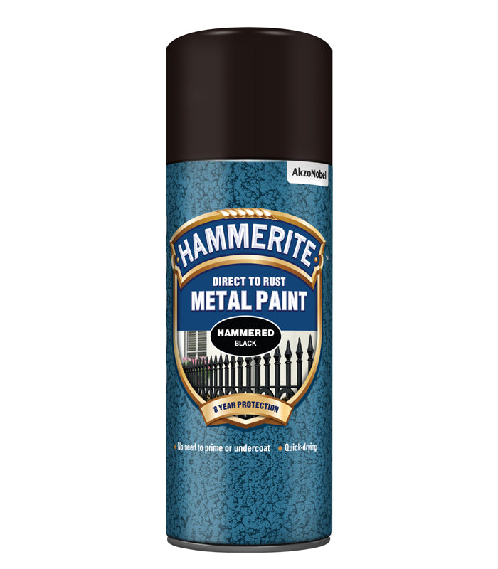 Hammerite - Hammered Direct To Rust Metal Paint Aerosol- 400ML - Black