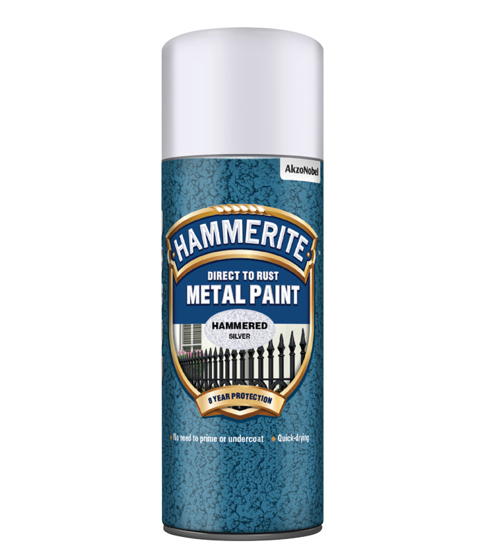 Hammerite - Hammered Direct To Rust Metal Paint Aerosol- 400ML - Silver