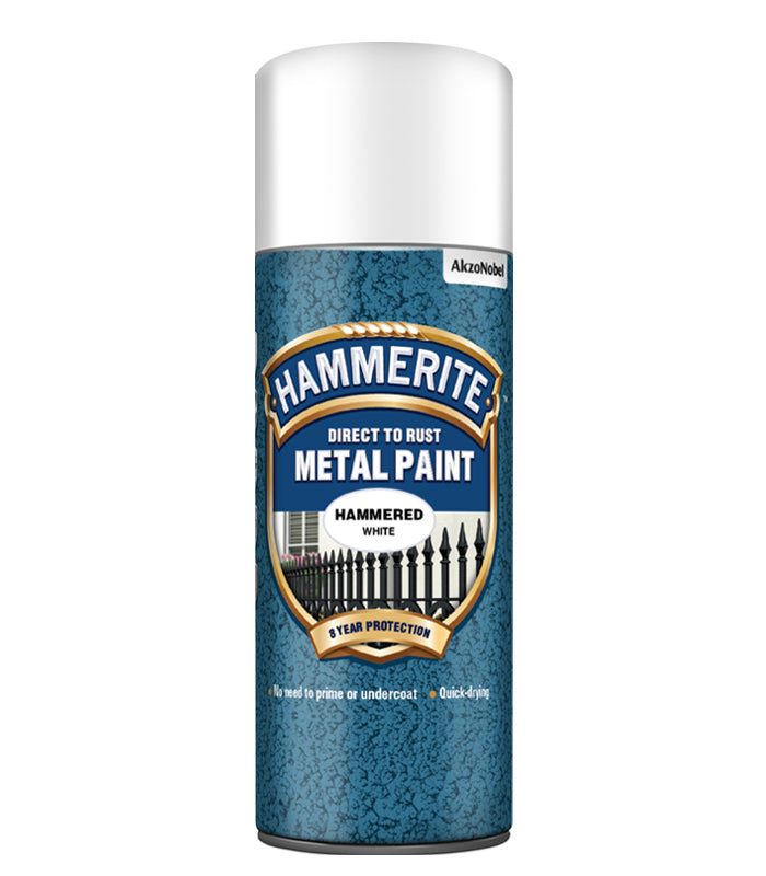 Hammerite - Hammered Direct To Rust Metal Paint Aerosol- 400ML - White