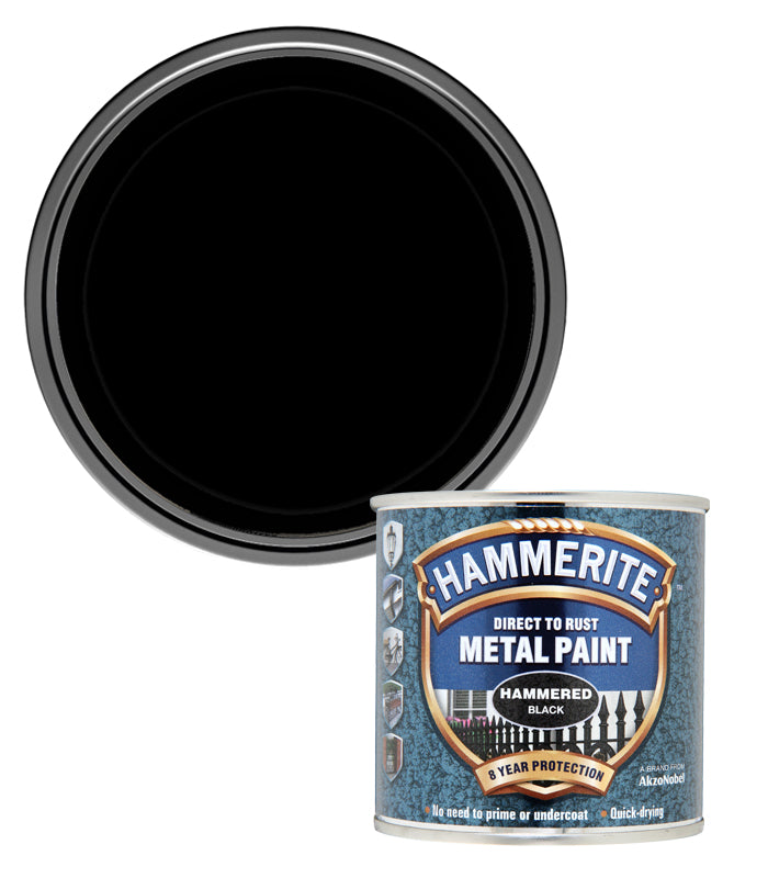 Hammerite - Hammered Direct To Rust Metal Paint- 250ML - Black